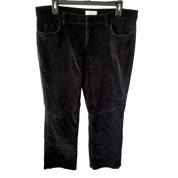 90s Vintage Talbots Black Velvet Velour Straight Mid Rise Stretch Pants Size 12P - Picture 1 of 11